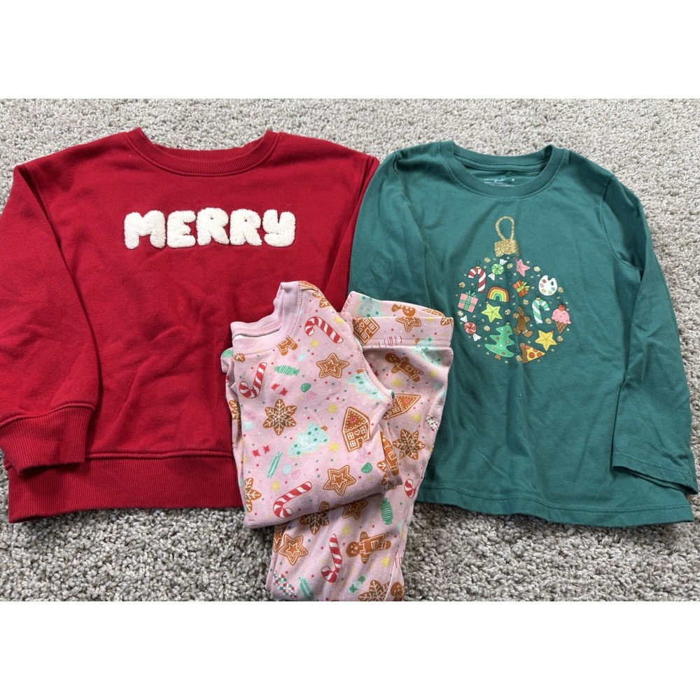 Toddler Girls Christmas Clothing Pajama Lot -Size 5T -‎ Old Navy Cat & Jack